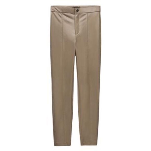 Zara Taupe Faux Leather Leggings Size Small NWT - Picture 1 of 11
